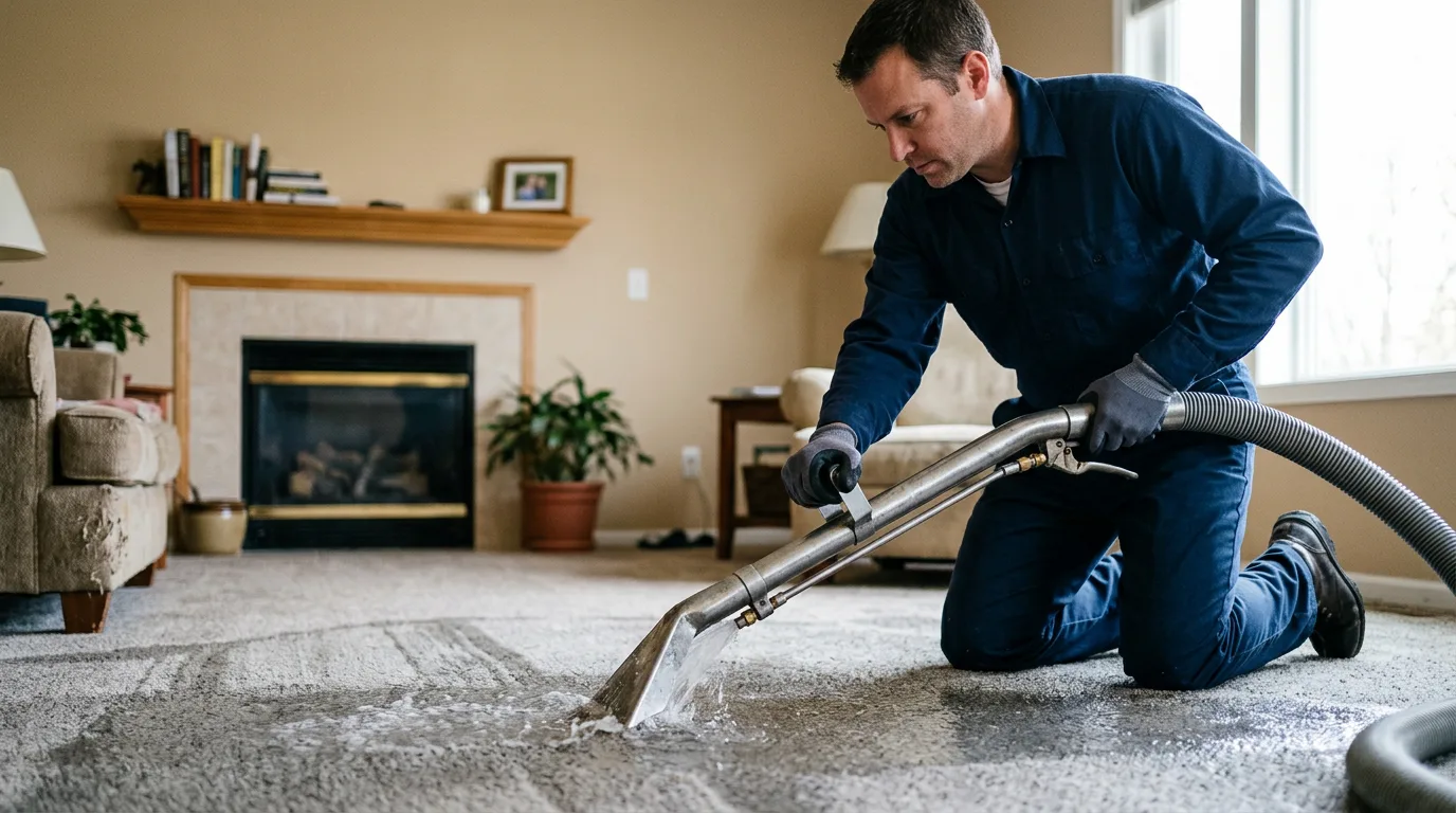Water damage restoration technician working near Fayette, NY